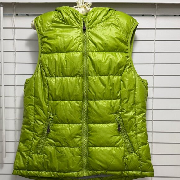 Tangerine brand lime green lined puffer vest with attached hood; Size L - Picture 1 of 14